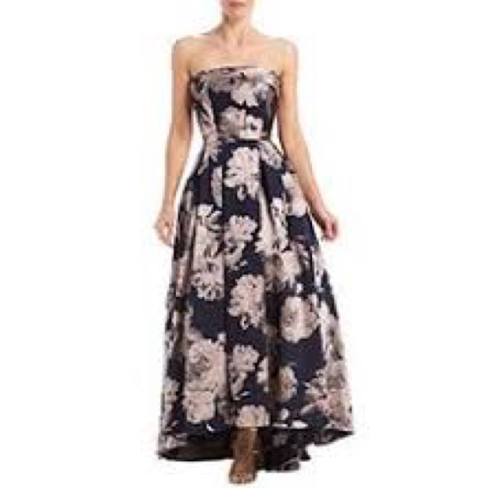 Avery G floral strapless gown